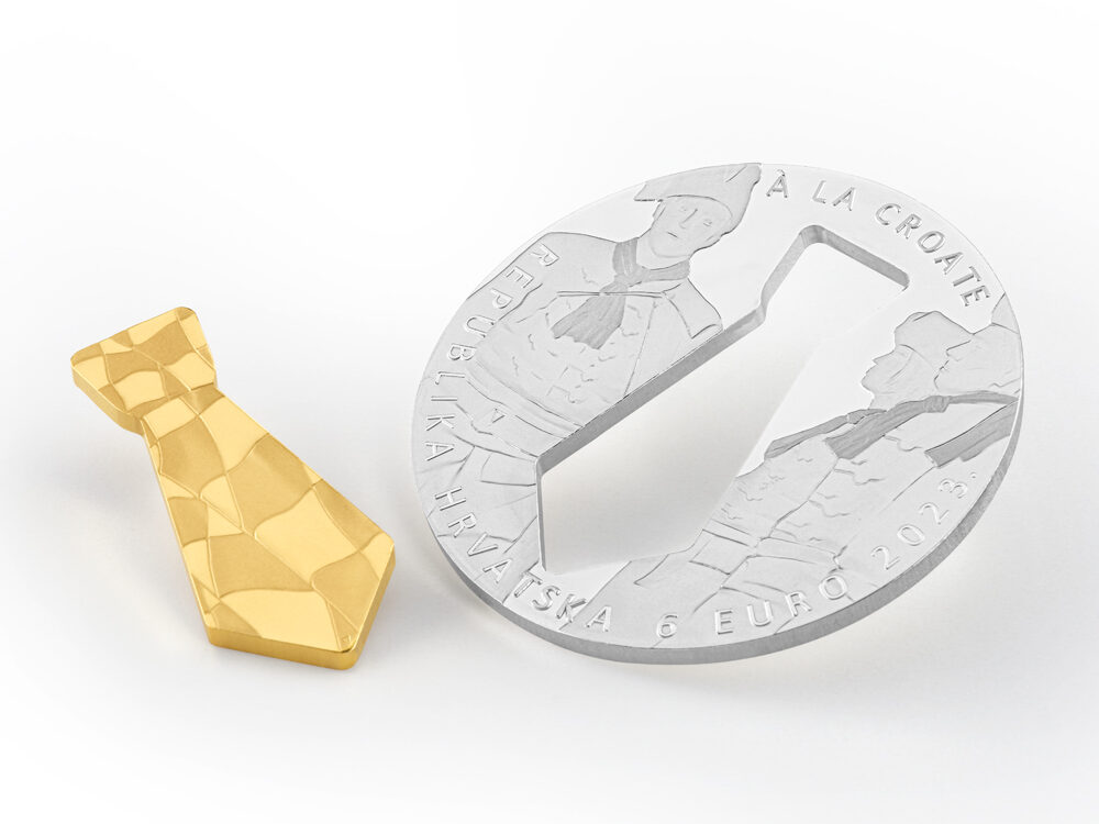 Zlatna i srebrna numizmatička kovanica Konturna kravata